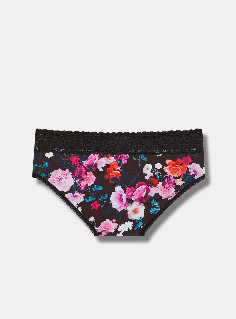 COTTON MID RISE HIPSTER LACE TRIM PANTY