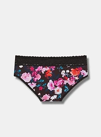 COTTON MID RISE HIPSTER LACE TRIM PANTY