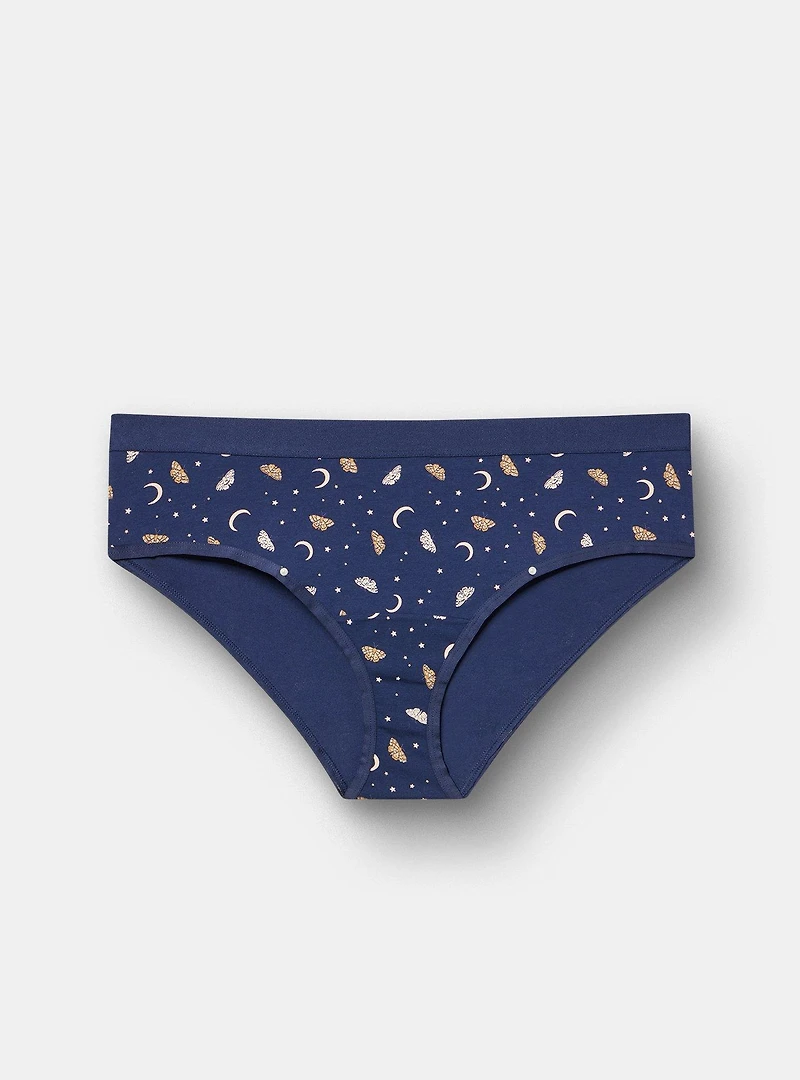 Cotton Mid-Rise Lace Trim Hipster Panty