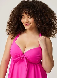 Wireless Babydoll Tie-Front Tankini