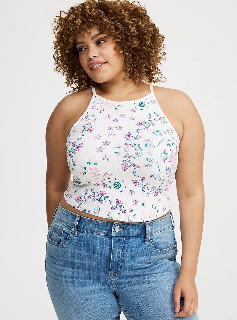 Foxy High Neck Crop Top
