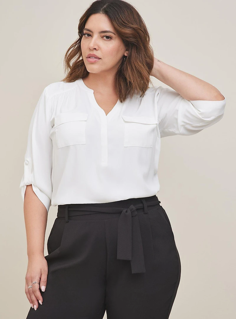Pull-On High-Rise Crepe Pant