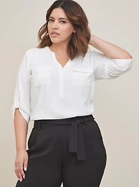 Pull-On High-Rise Crepe Pant