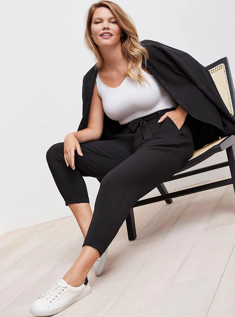 Pull-On High-Rise Crepe Pant