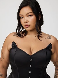 Satin Cat Hook-Front Bustier