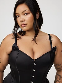 Satin Cat Hook-Front Bustier