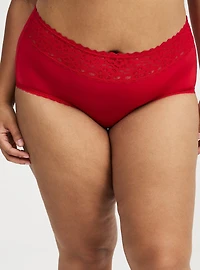 Second Skin Mid-Rise Brief Lace Trim Panty