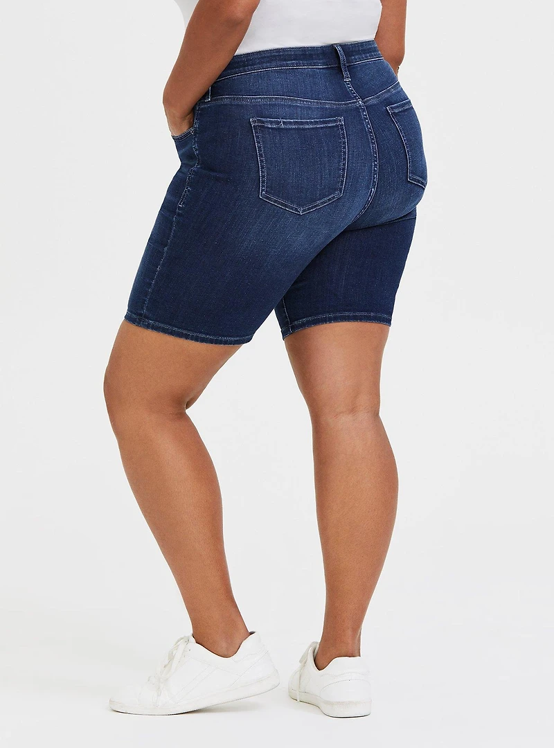 Sky High Skinny Bermuda Short - Super Soft Dark Wash