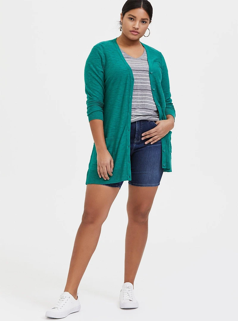 Sky High Skinny Bermuda Short - Super Soft Dark Wash