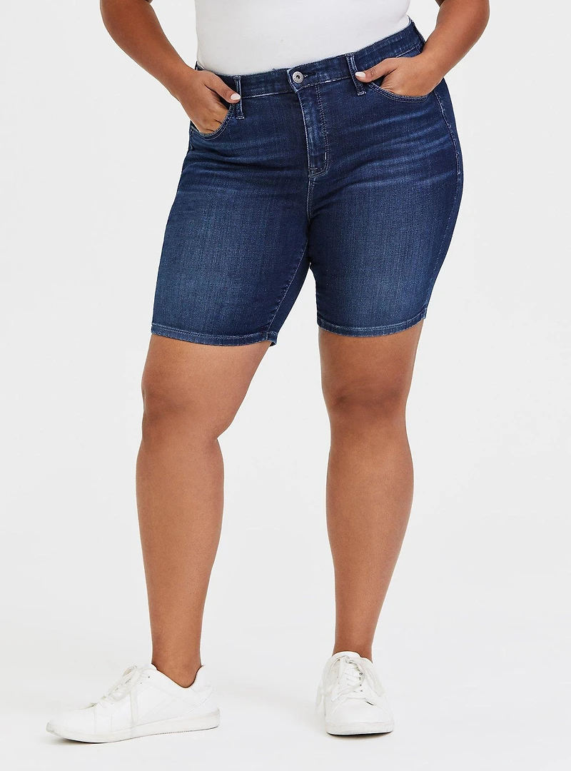 Sky High Skinny Bermuda Short - Super Soft Dark Wash