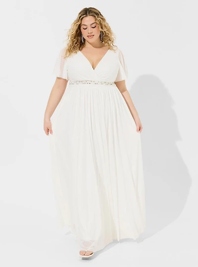 Maxi Mesh Empire Waist Gown