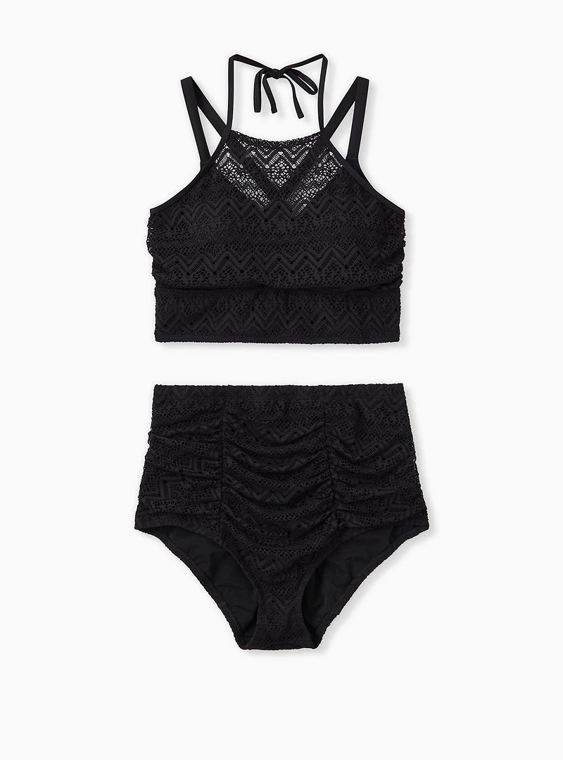 Wire-Free High Neck Crochet Bikini Top