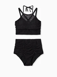 Wire-Free High Neck Crochet Bikini Top