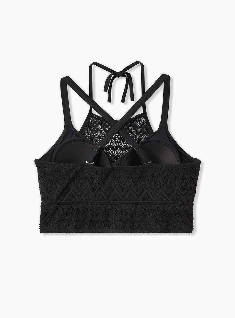 Wire-Free High Neck Crochet Bikini Top