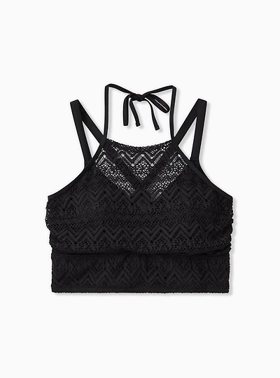 Wire-Free High Neck Crochet Bikini Top