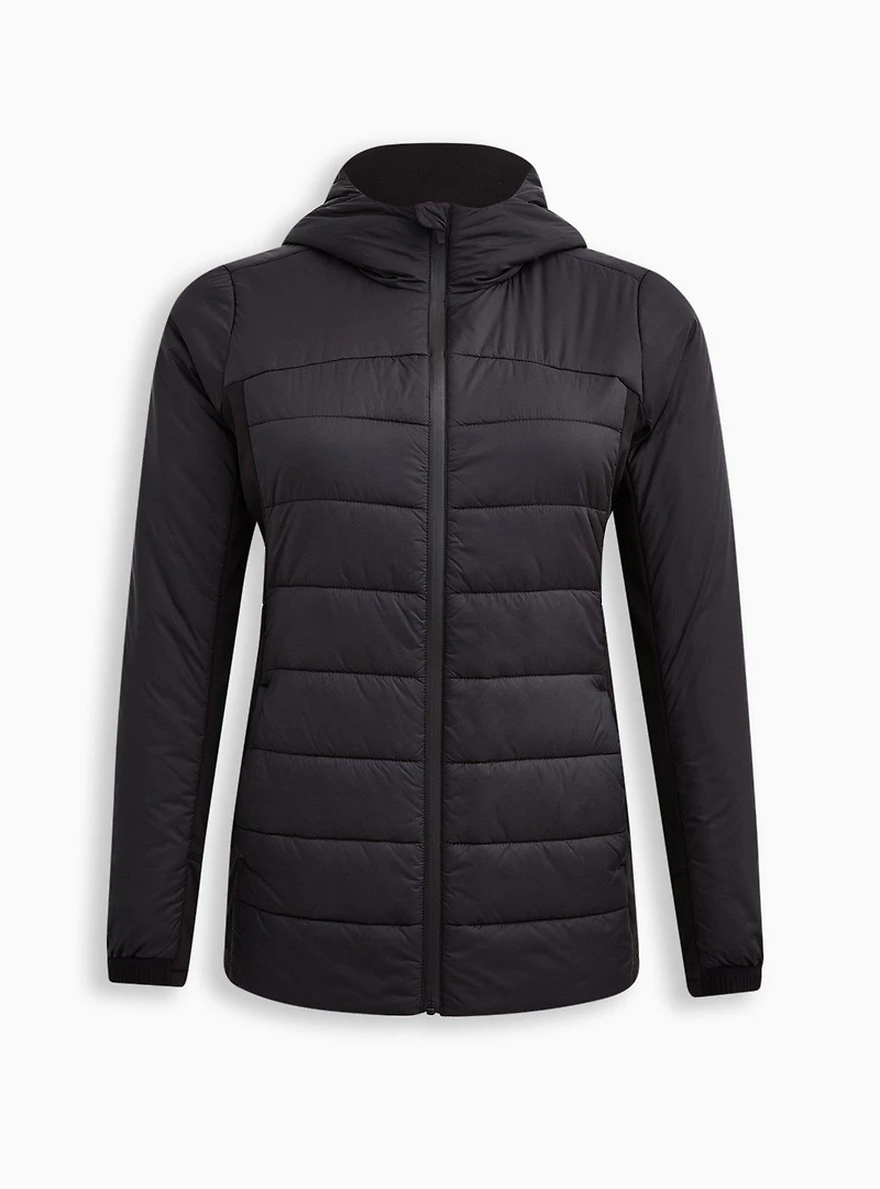 Active Puffer Jacket  - Nylon & Fleece Black