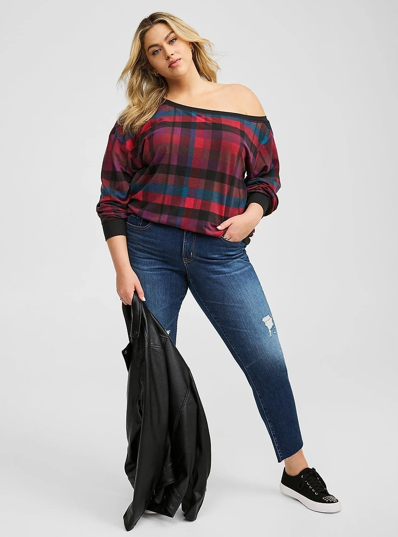 Off-Shoulder Light Weight French Terry Sweatshirt