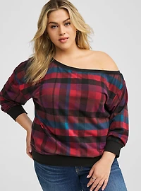 Off-Shoulder Light Weight French Terry Sweatshirt