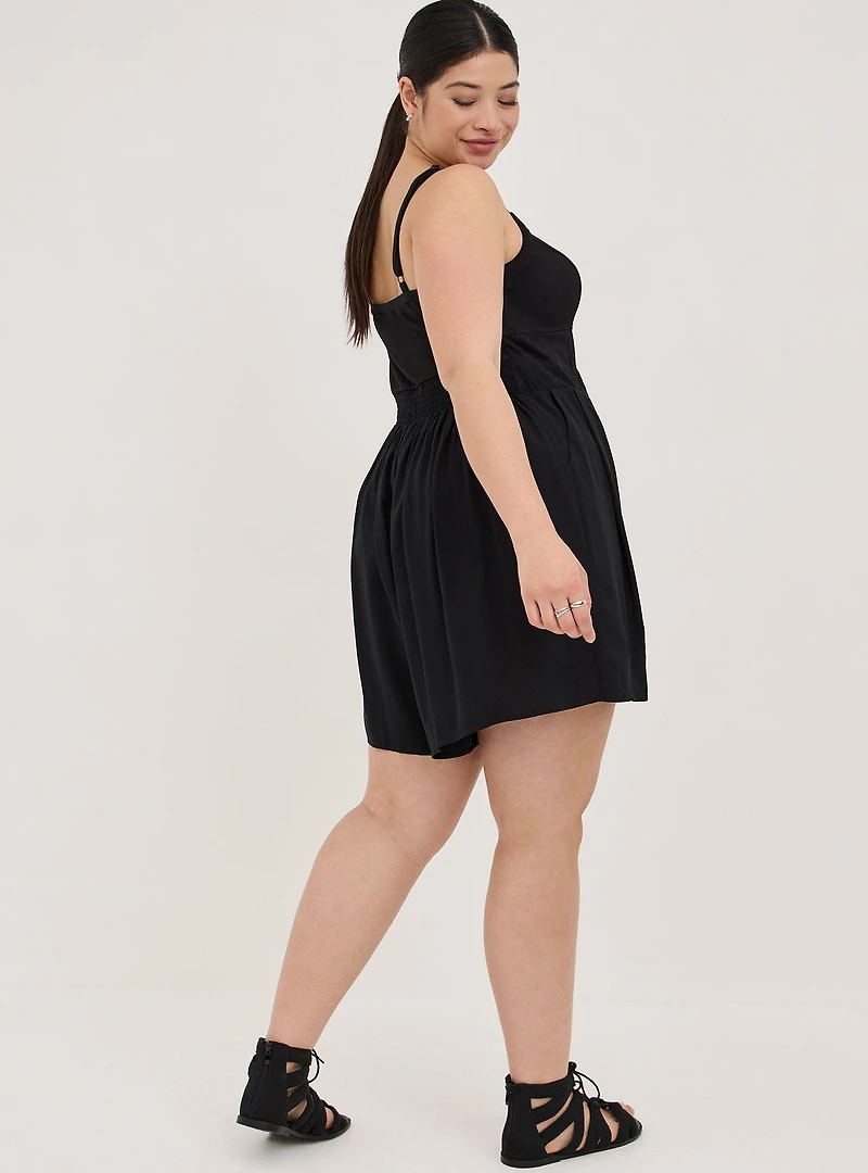 Black Ponte Bustier Romper