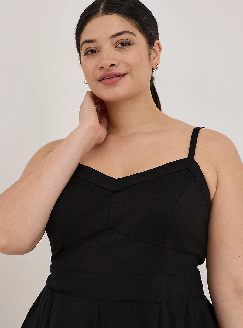 Black Ponte Bustier Romper