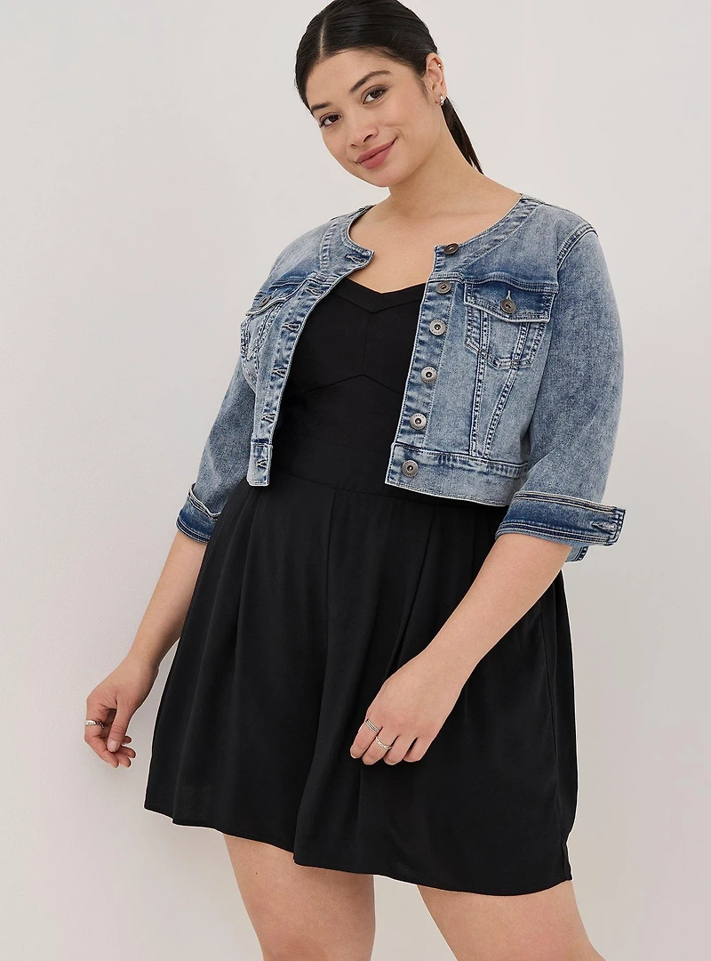 Black Ponte Bustier Romper