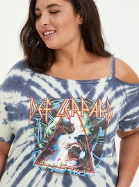 One Shoulder Tee - Def Leppard Black Wash