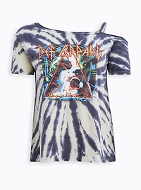 One Shoulder Tee - Def Leppard Black Wash