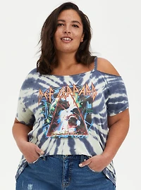 One Shoulder Tee - Def Leppard Black Wash