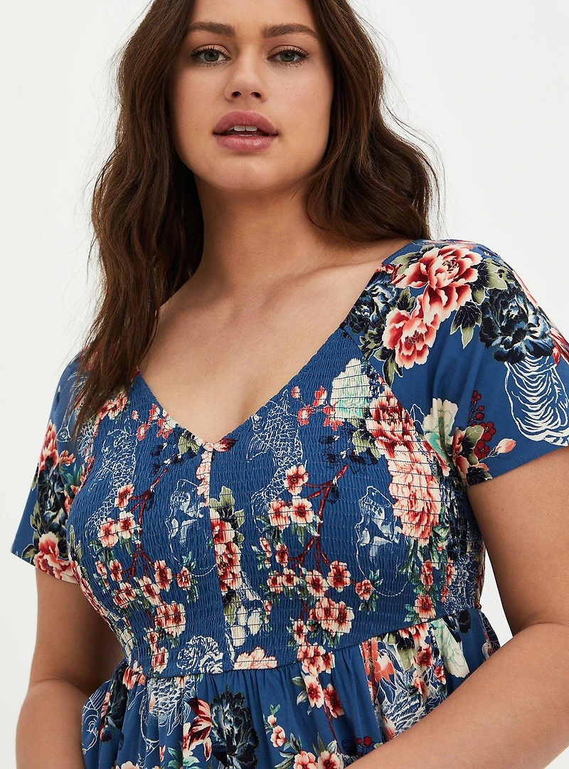 Mini Challis Smocked Skater Dress