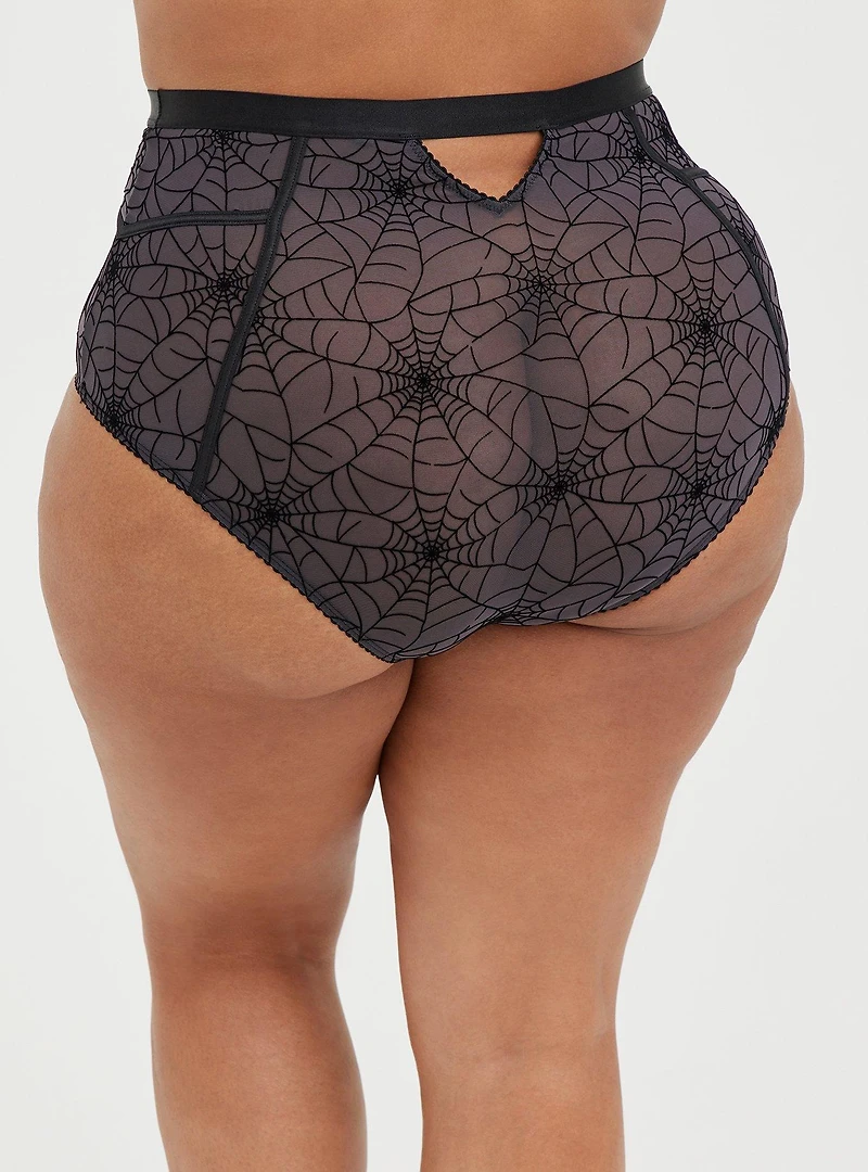 Flocked Mesh High-Waist Brief Panty