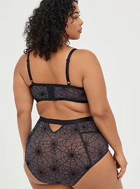 Flocked Mesh High-Waist Brief Panty