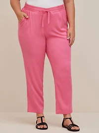 Relaxed Taper Stretch Challis High-Rise Tie-Front Pant