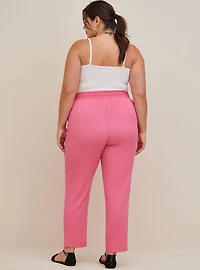 Relaxed Taper Stretch Challis High-Rise Tie-Front Pant