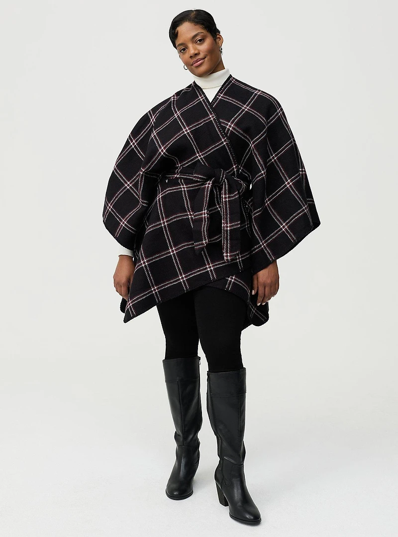 Belted Plaid Ruana