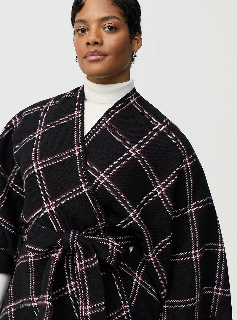 Belted Plaid Ruana