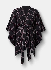 Belted Plaid Ruana