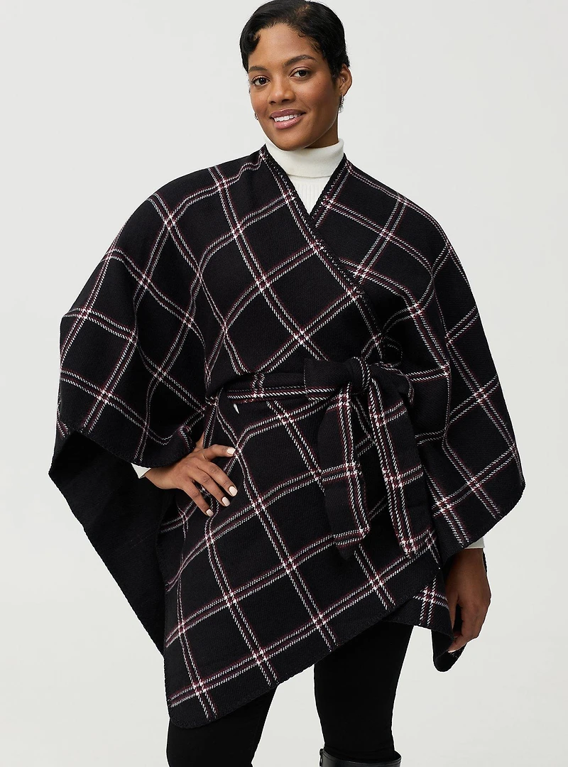 Belted Plaid Ruana