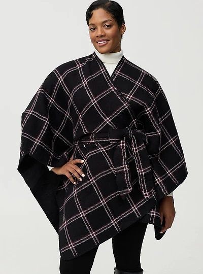 Belted Plaid Ruana