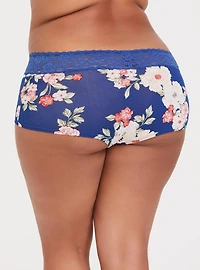 Cotton Mid-Rise Lace Trim Boyshort Panty
