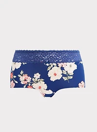 Cotton Mid-Rise Lace Trim Boyshort Panty