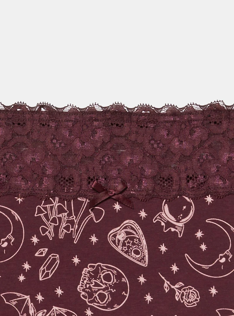 Cotton Mid-Rise Lace Trim Boyshort Panty