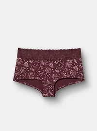 Cotton Mid-Rise Lace Trim Boyshort Panty