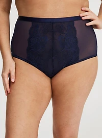 High-Rise Floral Lace Brief Panty