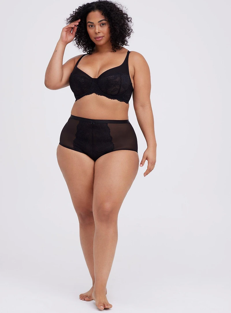 High-Rise Floral Lace Brief Panty