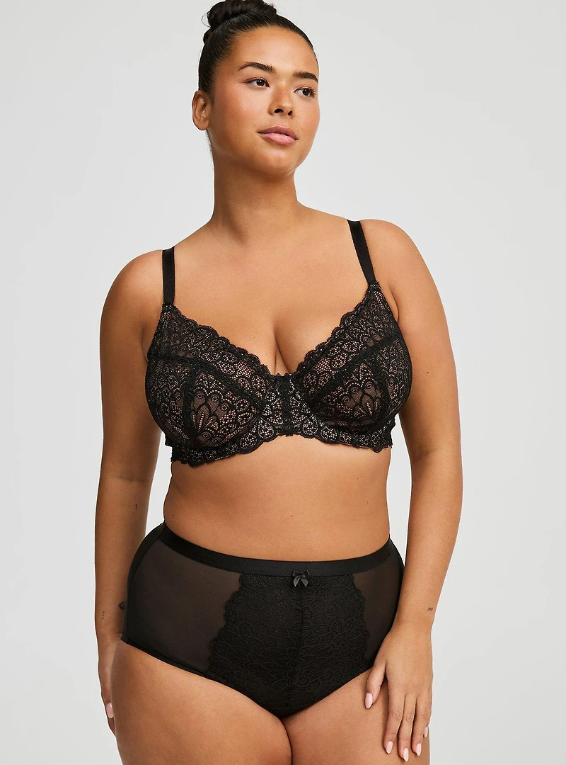 Peacock Lace High-Rise Brief Keyhole Panty