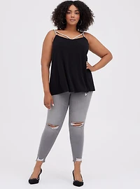 Studio Knit V-Neck Jewel Strappy Swing Cami