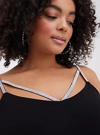 Studio Knit V-Neck Jewel Strappy Swing Cami