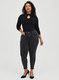 Foxy Mock Neck Keyhole Open Back Top