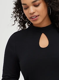 Foxy Mock Neck Keyhole Open Back Top