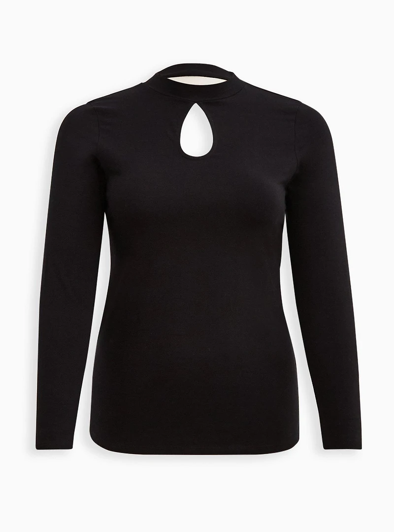 Foxy Mock Neck Keyhole Open Back Top